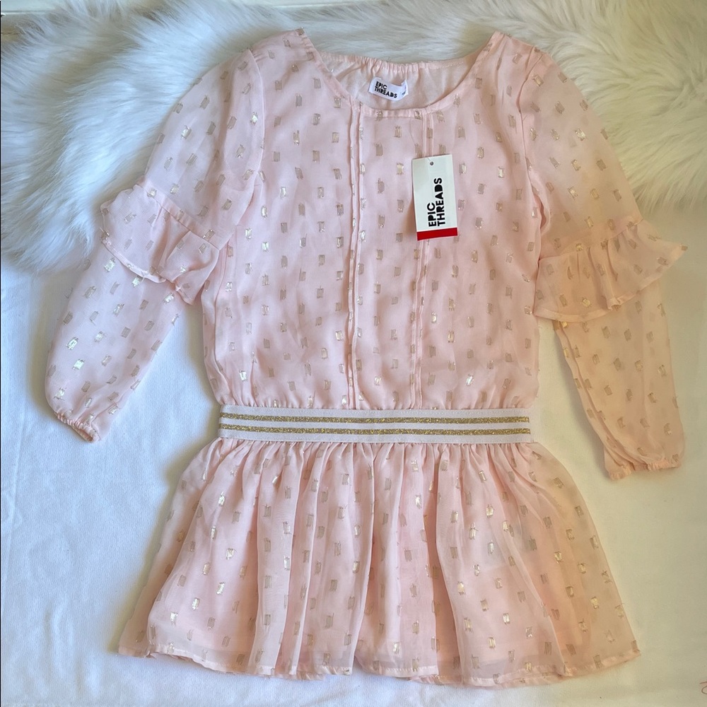 Epic Threads Girls Make Me Blush Dress with Gold Highlights Size 6. NWT.